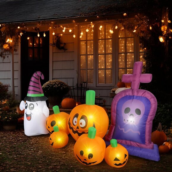 🆕4FT Christmas Inflatable Pumpkin Tombstone Window Wall Roof Outdoor Decoration - Picture 12 of 12